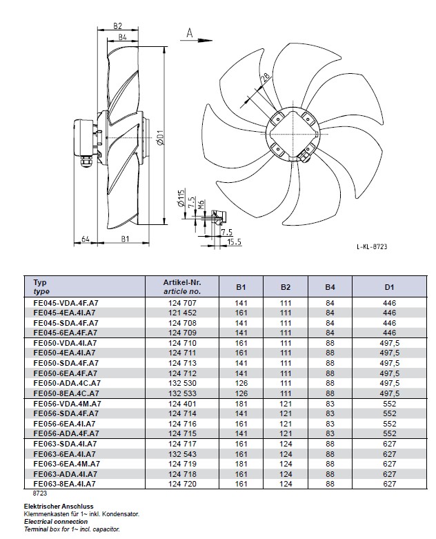 Габаритные размеры FE056-ADA.4F.A7