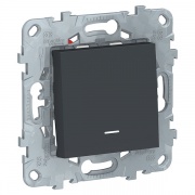 Переключатель одноклавишный перекрестный с подсветкой SE Unica NEW, антрацит