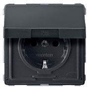 Розетка c/з с крышкой IP44 Merten Aquadesign Антрацит