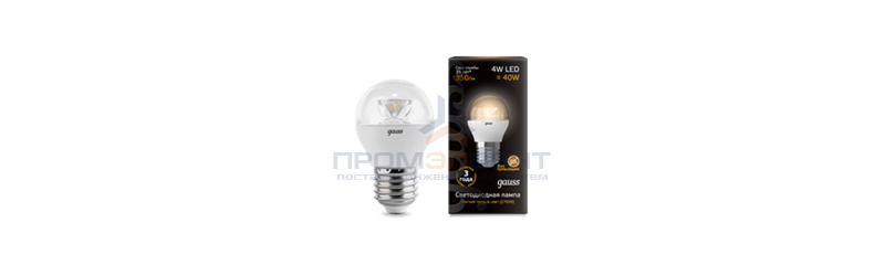 Лампа Gauss LED Globe Crystal Clear E27 4W 2700K 1/10/50