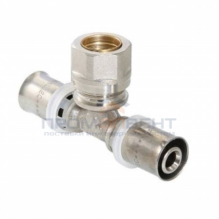 Тройник с переходом на обжимное соединение VALTEC VTm.233.I - 20 x 15 x 16 (прессовой, для м/п труб)