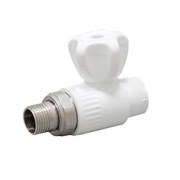 Кран шаровой для радиатора Fusitek - 25 x 3/4" (Пайка/НР, для полипропиленовых труб, белый)
