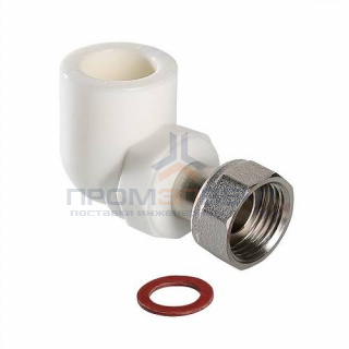 Переход на накидную гайку угловой VALTEC VTp.758 - 25 x 1" (для полипропиленовых труб, белый)