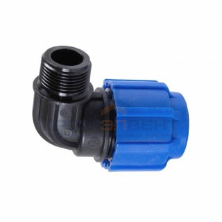 Переход на наружную резьбу угловой Политэк - 32 x 1" (винтовой, для труб ПНД)