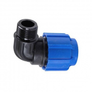 Переход на наружную резьбу угловой Политэк - 50 x 1"1/4 (винтовой, для труб ПНД)