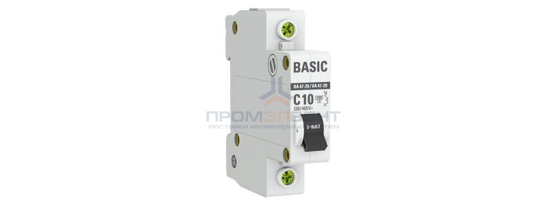 Автоматический выключатель EKF Basic ВА 47-29 1P 10А (C) 4,5кА (автомат электрический)