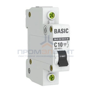 Автоматический выключатель EKF Basic ВА 47-29 1P 10А (C) 4,5кА (автомат электрический)