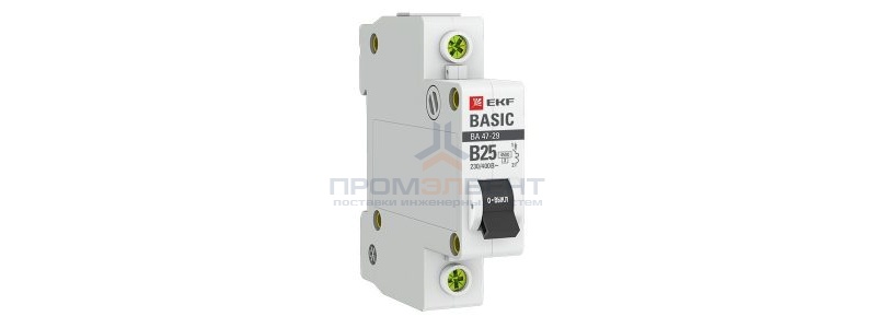 Автоматический выключатель EKF Basic ВА 47-29 1P 25А (B) 4,5кА (автомат электрический)