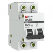 Автоматический выключатель EKF Basic ВА 47-29 2P 25А (B) 4,5кА (автомат электрический)