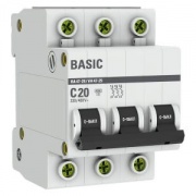 Автоматический выключатель EKF Basic ВА 47-29 3P 20А (C) 4,5кА (автомат электрический)
