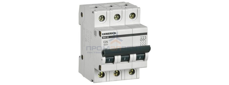 Автоматический выключатель Generica (ИЭК) ВА 47-29 3Р 25А 4,5кА характеристика С (автомат электрический)