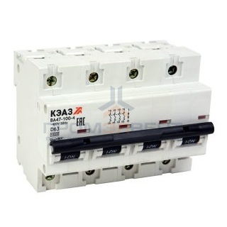 Автоматический выключатель КЭАЗ ВА47-100 4P 100A C 10кА AC 6м (ВА47-100-4С100-УХЛ3) (автомат электрический)
