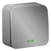 Переключатель 1-клавишный с подсветкой (cх.6) Blanca Schneider Electric 10А 250В алюминий и.пластина