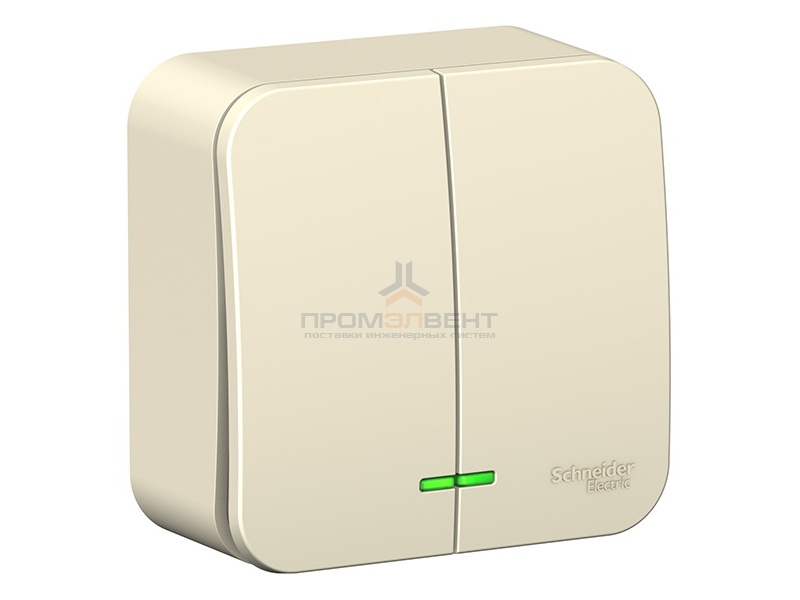 Выключатель 2-клавишный с подсветкой (cх.5) Blanca Schneider Electric 10А 250В молочный