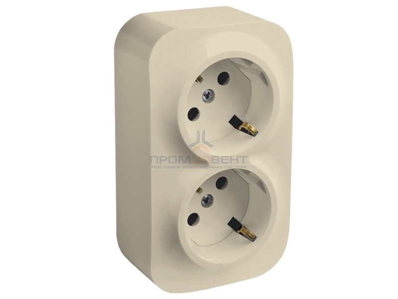 Розетка двойная Legrand Quteo с заземлением слоновая кость [уп 10шт]