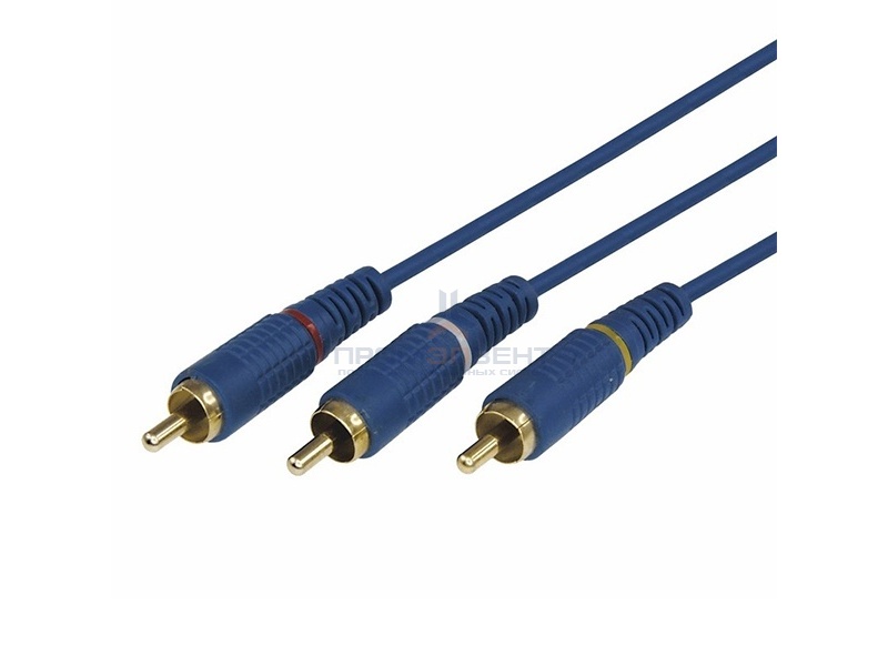 Шнур 3х3 RCA 1.5М синий GOLD